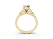 Marquise Cathedral Channel Set Engagement Ring Setting | Double Claw Prongs | Yellow Gold