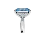 Emerald Cut Hidden Halo Ring Setting for a Fancy Blue Lab-Grown Diamond | Platinum