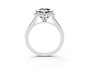 Princess Cut Halo Engagement Ring Setting for a Black Center | Plain Polished Band | White Gold