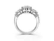 Oval Three Stone Engagement Ring Setting | On-Point Princess Side Stones | White Gold