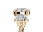 Oval Three Stone Engagement Ring Setting | Tapered Pave Band | Yellow Gold