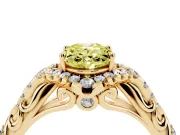 Oval Hidden Halo Filigree Engagement Ring Setting for a Fancy Yellow Lab-Grown Diamond | Yellow Gold