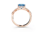 Radiant Cut Scattered Accent Engagement Ring Setting for a Fancy Blue Lab-Grown Diamond | Rose Gold