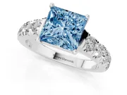 Princess Cut Engagement Ring Setting for a Fancy Blue Lab-Grown Diamond | Platinum - Design NV-24643