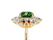 Cushion Cut Cluster Halo Engagement Ring Setting for a Fancy Green Lab-Grown Diamond | Yellow Gold