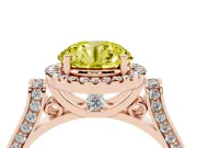 Round Pavé Halo Engagement Ring Setting for a Fancy Yellow Lab-Grown Diamond | Rose Gold