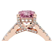 Radiant Cut Hidden Halo Pave Engagement Ring Setting for a Fancy Pink Lab-Grown Diamond | Claw Prongs | Rose Gold