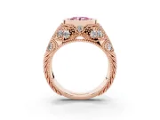 Round Vintage Bezel Engagement Ring Setting for a Fancy Pink Lab-Grown Diamond | Rose Gold