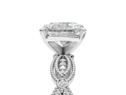 Radiant Cut Vintage Milgrain Engagement Ring Setting | Graduated Stations | Sterling Silver