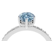 Fancy Blue Marquise Cut Diamond Pavé Band Ring Set in Platinum with Prong-Set Center Stone