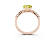 Fancy Yellow Heart Cut Diamond Cluster Solitaire Ring Set in Rose gold with Prong Setting