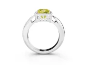 Fancy Yellow Princess Cut Diamond Halo Engagement Ring Set in White gold with Plain Split Shank and Prong Setting