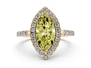 Marquise Pave Halo Engagement Ring Setting for a Fancy Yellow Lab-Grown Diamond | Pave Band | Yellow Gold