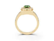 Emerald Cut Milgrain Halo Engagement Ring Setting for a Fancy Green Lab-Grown Diamond | Pavé Shoulders | Yellow Gold