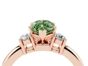 Fancy Green Three-Stone Marquise Cut Diamond Ring Set in Rose gold with Prong Setting and Plain Band