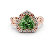 Heart-Shaped Filigree Halo Engagement Ring Setting for a Fancy Green Lab-Grown Diamond | Rose Gold