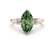 Marquise Three Stone Engagement Ring Setting for a Fancy Green Lab-Grown Diamond | Round Side Stones | Rose Gold