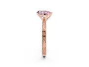Fancy Pink Pear Cut Diamond Solitaire Milgrain Engraved Band Set in Rose gold with Prong Setting