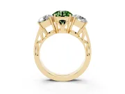Round Engagement Ring Setting for a Fancy Green Lab-Grown Diamond | Three Stone | Yellow Gold