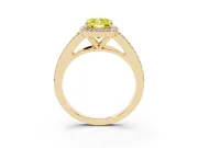 Cushion Cut Halo Engagement Ring Setting for a Fancy Yellow Lab-Grown Diamond | V-Split Pavé Band | Yellow Gold