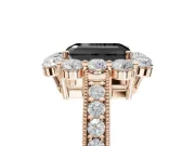 Emerald Cut Vintage Halo Engagement Ring Setting for a Black Center | Rose Gold