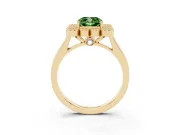Cushion Cut Milgrain Cluster Halo Engagement Ring Setting for a Fancy Green Lab-Grown Diamond | Plain Band | Yellow Gold