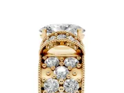 Oval Vintage Milgrain Pave Engagement Ring Setting | Crescent Side Rows | Yellow Gold