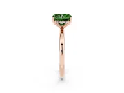 Fancy Green Radiant Cut Diamond Solitaire Engagement Ring Set in Rose gold with Prong Setting and Polished Band