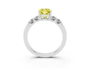 Fancy Yellow Cushion Cut Diamond Five-Stone Prong Set Engagement Ring Set in White gold with Channel Band