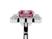 Asscher Cut Milgrain Cluster Halo Engagement Ring Setting for a Fancy Pink Lab-Grown Diamond | Plain Band | Platinum