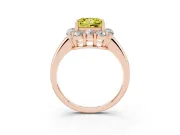 Princess Cut Graduated Milgrain Halo Engagement Ring Setting for a Fancy Yellow Lab-Grown Diamond | Rose Gold