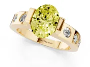 Oval Tension Style Engagement Ring Setting for a Fancy Yellow Lab-Grown Diamond | Yellow Gold