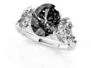 Oval Three Stone Engagement Ring Setting for a Black Center | Braided Band | Platinum