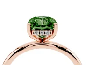 Radiant Cut Micro-Prong Hidden Halo Engagement Ring Setting for a Fancy Green Lab-Grown Diamond | Plain Band | Rose Gold