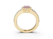 Oval Halo Split Shank Engagement Ring Setting for a Fancy Pink Lab-Grown Diamond | Yellow Gold
