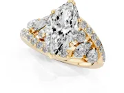 Marquise Bypass Pavé Engagement Ring Setting | Marquise and Pear Accents | Yellow Gold