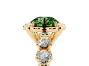 Round Floral Engagement Ring Setting for a Fancy Green Lab-Grown Diamond | Petal Frame | Yellow Gold