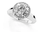 Round Halo Engagement Ring Setting | Knife-Edge Band | White Gold