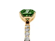 Cushion Cut Pave Solitaire Engagement Ring Setting for a Fancy Green Lab-Grown Diamond | Slim Band | Yellow Gold