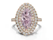 Marquise Double Halo Engagement Ring Setting for a Fancy Pink Lab-Grown Diamond | Pave Shoulders | Rose Gold