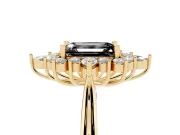 Emerald Cut Cluster Halo Engagement Ring Setting for a Black Center | Yellow Gold