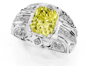 Radiant Cut Art Deco Engagement Ring Setting for a Fancy Yellow Lab-Grown Diamond | White Gold