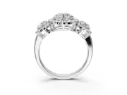 Round Three Stone Halo Engagement Ring Setting | Haloed Side Stones | Platinum