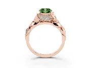 Cushion Cut Leaf Bypass Engagement Ring Setting for a Fancy Green Lab-Grown Diamond | Rose Gold