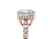 Radiant Cut Hidden Halo Solitaire Engagement Ring Setting | Shared Prong Band | Rose Gold