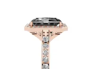 Radiant Cut Pavé Halo Engagement Ring Setting for a Black Center | Rose Gold