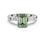 Emerald Cut Tapered Baguette Engagement Ring Setting for a Fancy Green Lab-Grown Diamond | Platinum