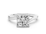 Princess Cut Diamond Solitaire Twist Band Ring Set in Platinum with Prong Setting