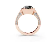 Round Milgrain Halo Engagement Ring Setting for a Black Center | Side Stones | Rose Gold
