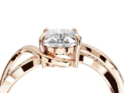 Oval Bypass Solitaire Engagement Ring Setting | Pavé and Plain Strands | Rose Gold